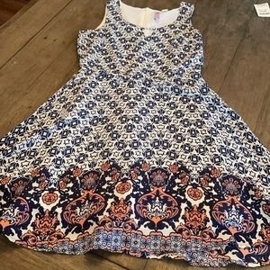 Alya A-line blue and white dress